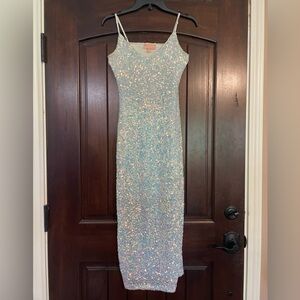 Iridescent midi sequin dress, open back size S
